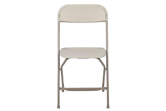 Beautiful off-white beige rental folding chair. Sturdy and comfortable. Pickup or delivery in Maryland.