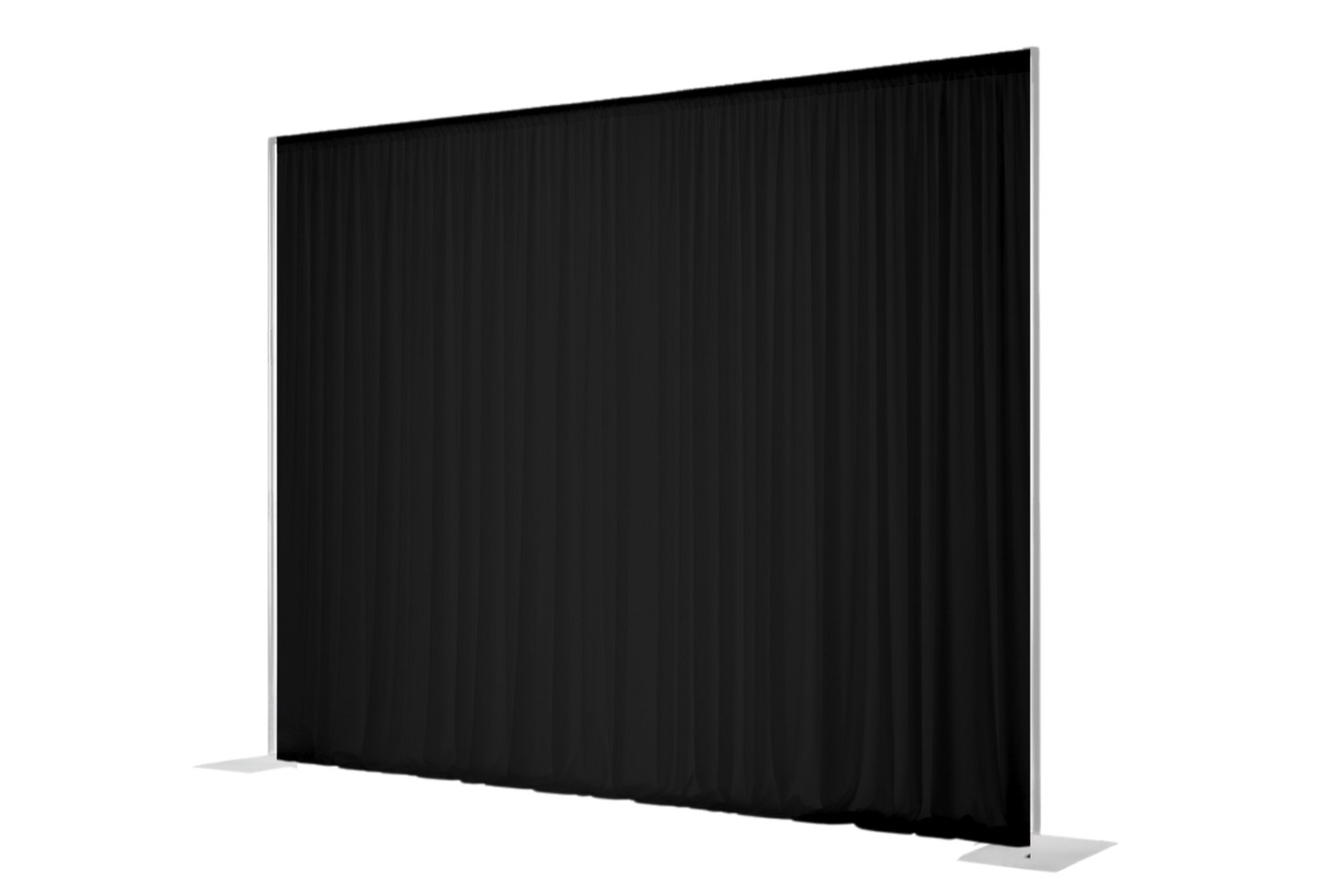 Black panel drapes on pipe and drape backdrop.