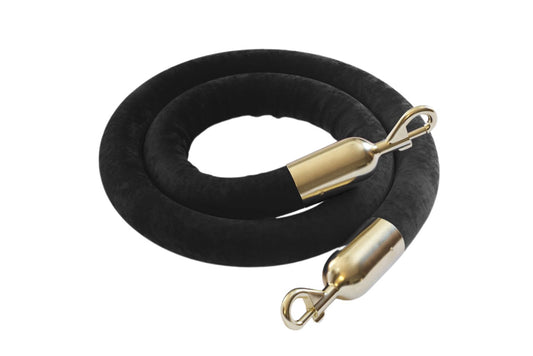Black velvet rope with gold accents for rent in the DMV area