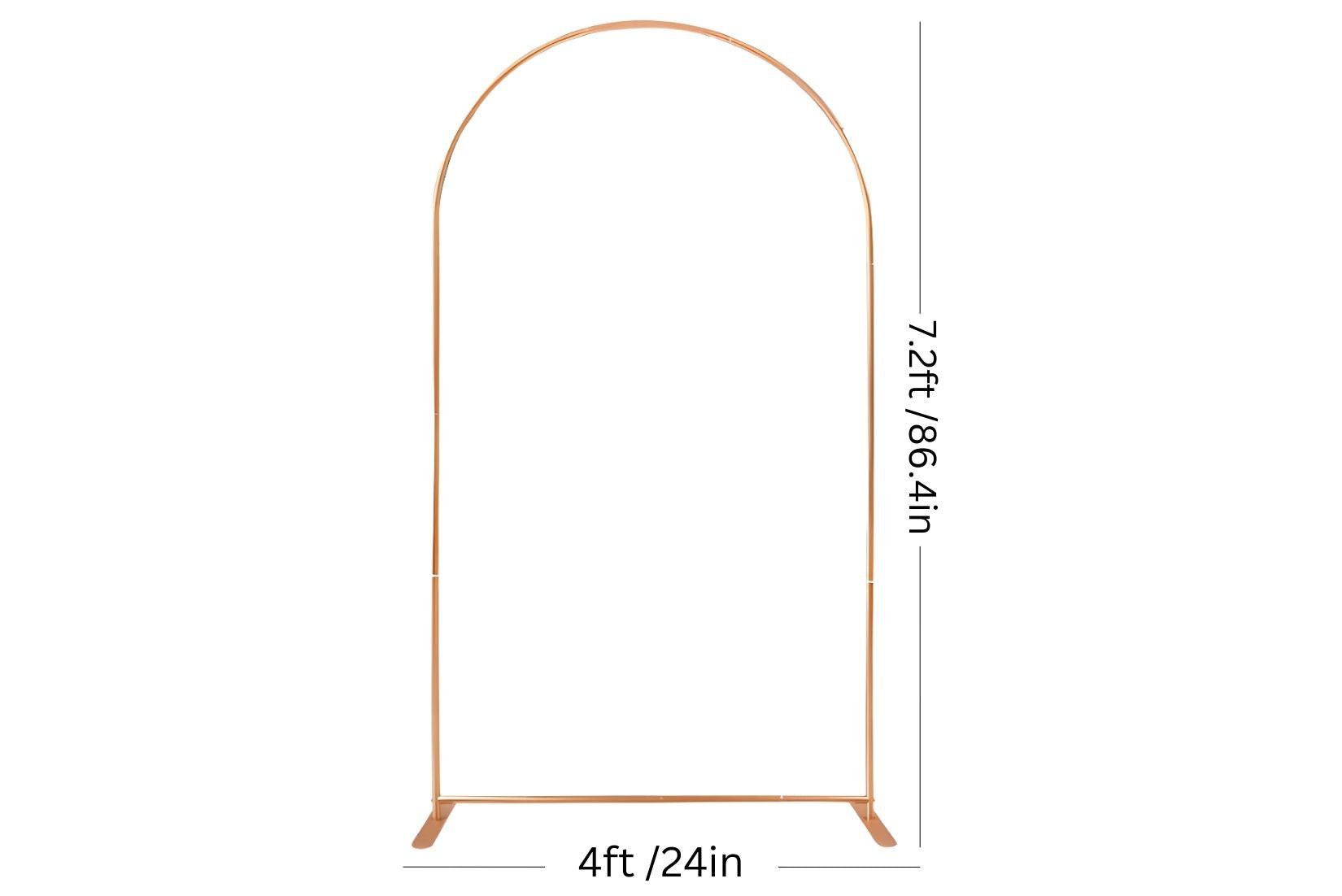 Measurement chart of a decorative arch with dimensions on a white background