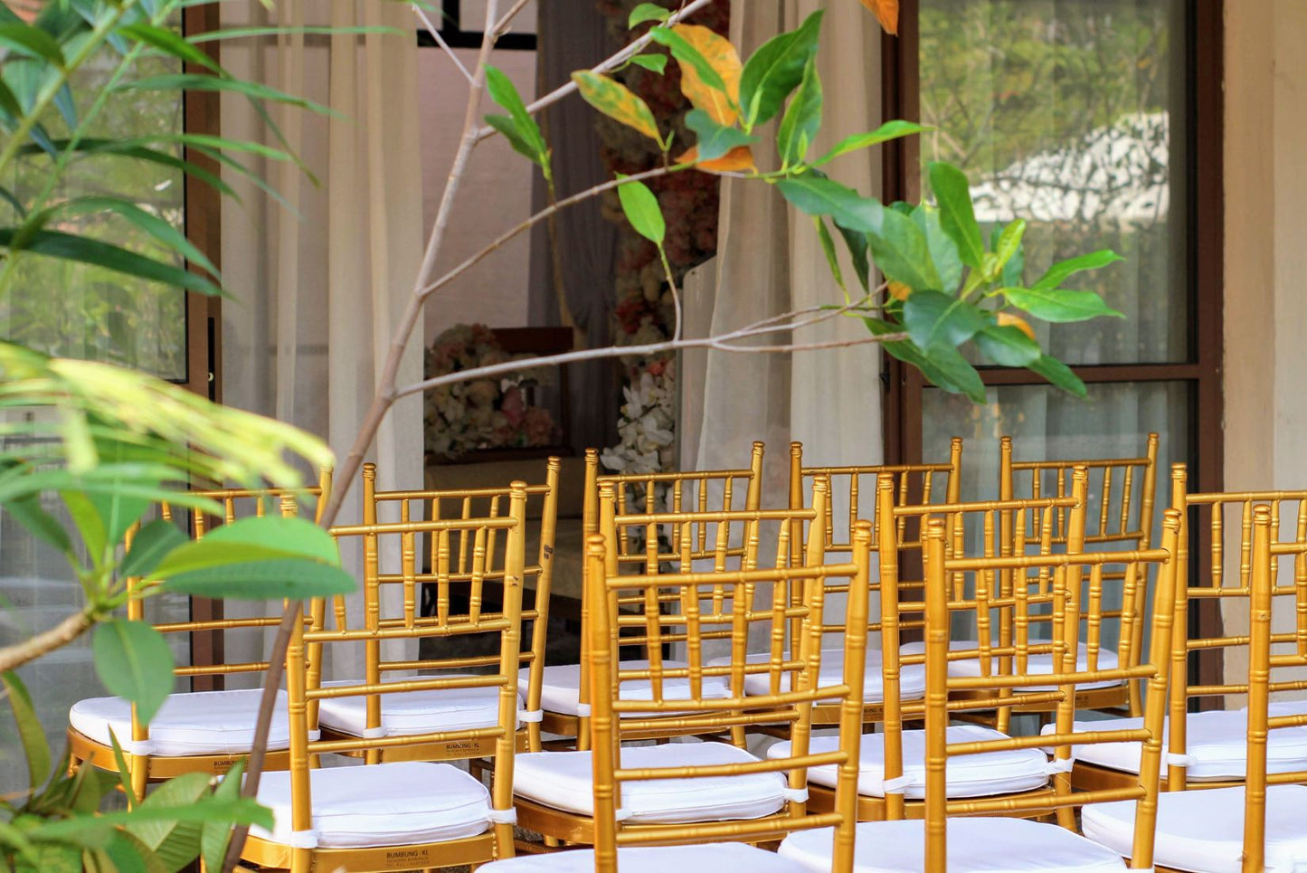 Gold elegant chiavari chair available for intimate dinner party in Prince George's County Maryland