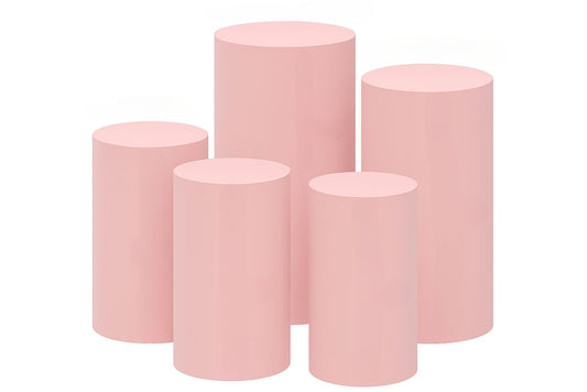 Set of five pink cake stands for baby showers