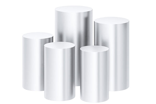 Set of five silver cake pedestals for any party or event