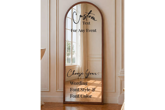 Custom selfie mirror with choose your wording, font and text color