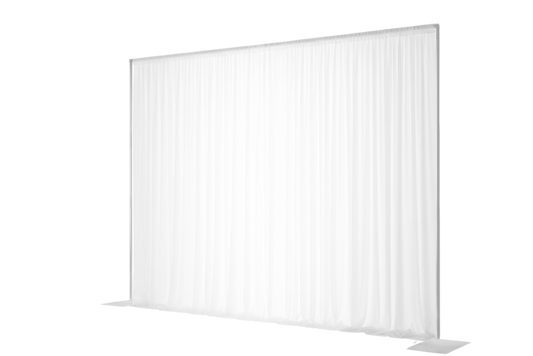 VIP rental setup with white room divider drapes.