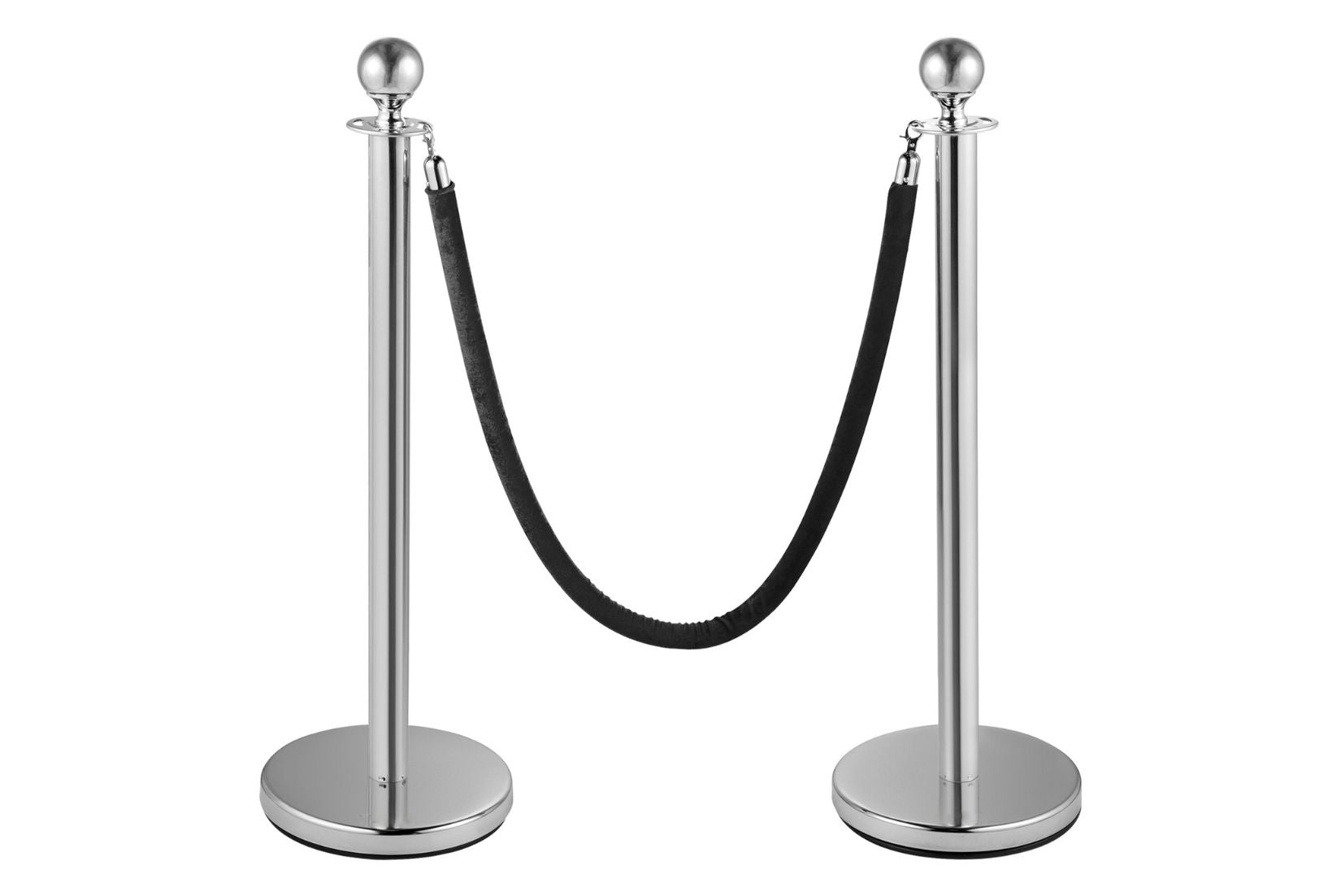 Modular Stanchion Rope Silver Chrome Crowd Control Stanchions Set Rental - Black Velvet Rope ...