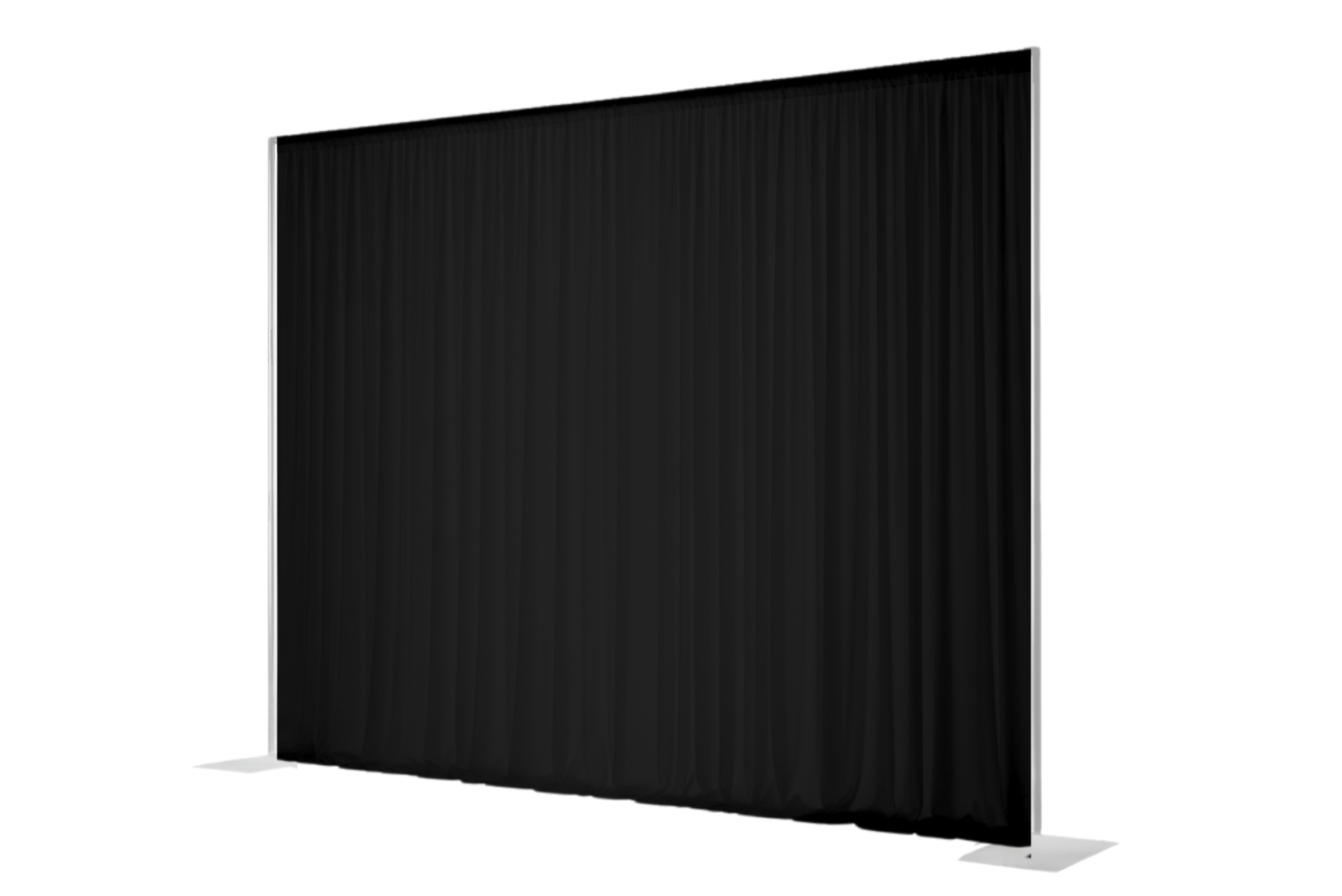 Black panel drapes on pipe and drape backdrop.