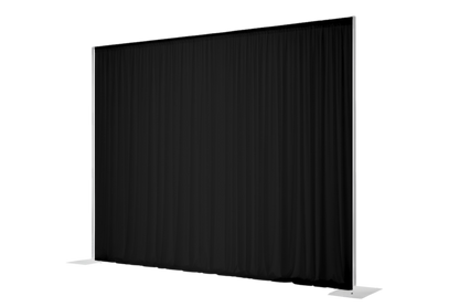 Black panel drapes on pipe and drape backdrop.
