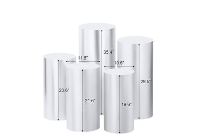 Set of silver dessert cylinders with measurements 