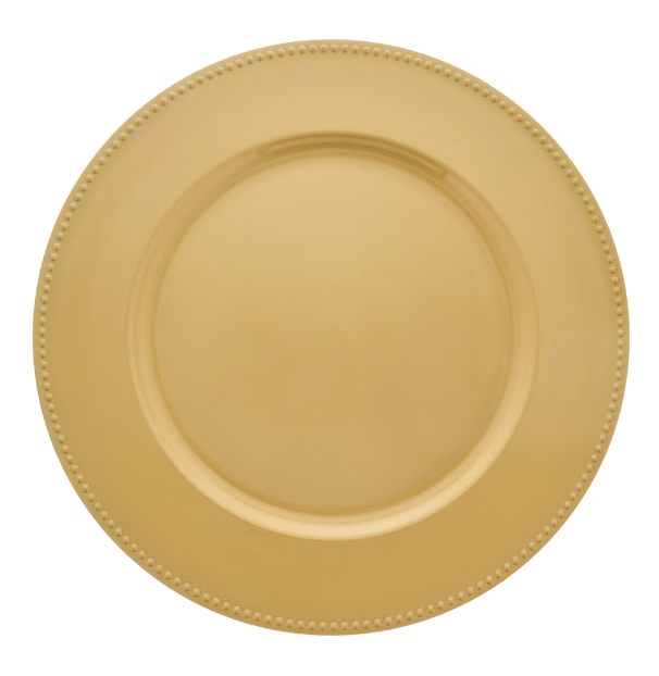 Gold Plastic Charger Plates for rent