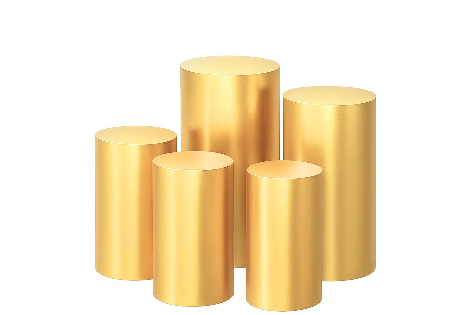 Set of five gold cake pedestals for any occasion